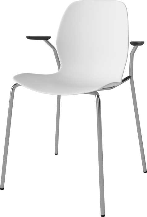 Seed Dining Chair - Poly_Metal Legs and Armrest_Black armrest_Chrome plated steel_White polypropylene 02-327-25_00003_angle.png
