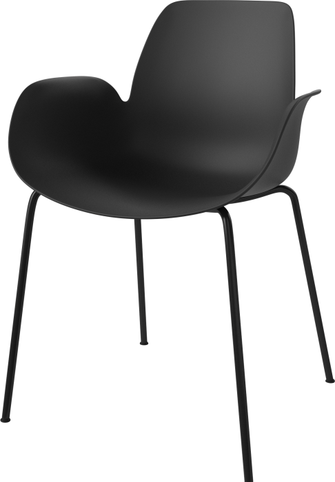 Seed Dining Armchair - Poly_Metal Legs_Black lacquered steel_Black polypropylene 02-327-36_00006_angle.png