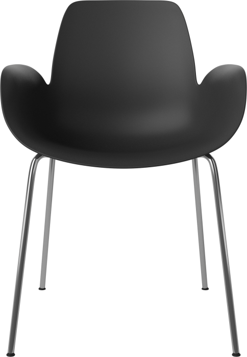 Seed Dining Armchair - Poly_Metal Legs_Chrome plated steel_Black polypropylene 02-327-36_00001.png