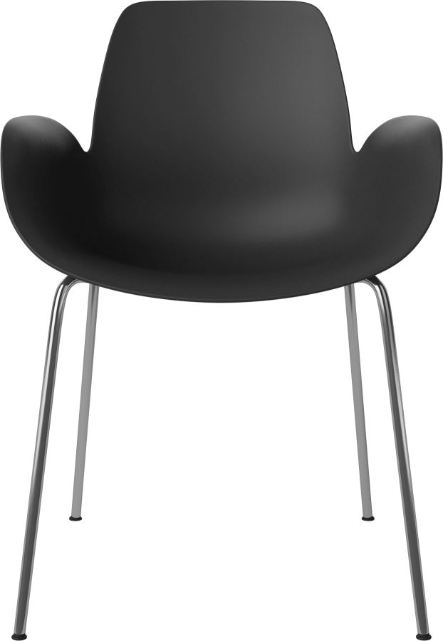Seed Dining Armchair - Poly_Metal Legs_Chrome plated steel_Black polypropylene 02-327-36_00001.png