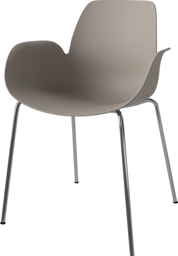 Seed Dining Armchair - Poly_Metal Legs_Chrome plated steel_Mocca polypropylene 02-327-36_00002_angle.png