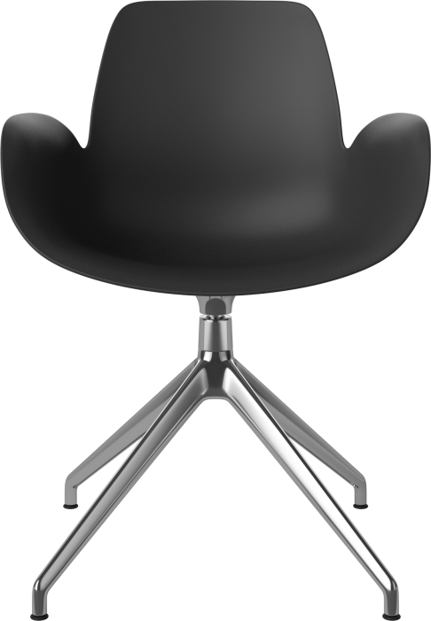 Seed Dining Armchair - Poly_4 Starbase with Gliders_Chrome plated steel_Black polypropylene 02-327-40_00001.png