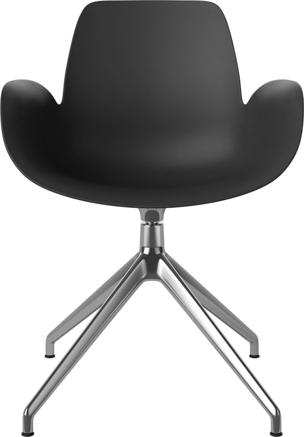 Seed Dining Armchair - Poly_4 Starbase with Gliders_Chrome plated steel_Black polypropylene 02-327-40_00001.png