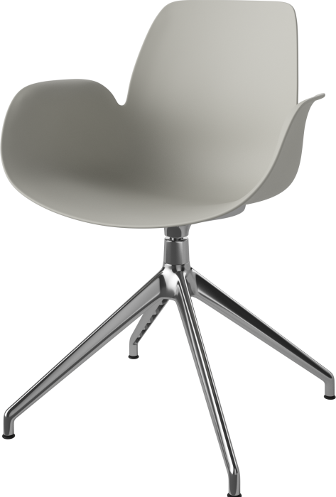 Seed Dining Armchair - Poly_4 Starbase with Gliders_Chrome plated steel_Grey polypropylene 02-327-40_00004_angle.png