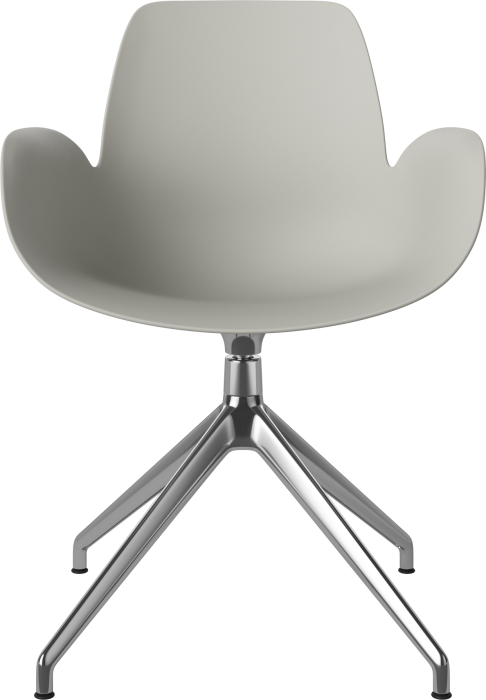 Seed Dining Armchair - Poly_4 Starbase with Gliders_Chrome plated steel_Grey polypropylene 02-327-40_00004.png