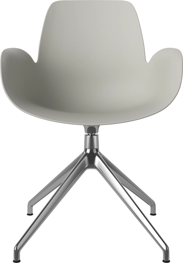 Seed Dining Armchair - Poly_4 Starbase with Gliders_Chrome plated steel_Grey polypropylene 02-327-40_00004.png