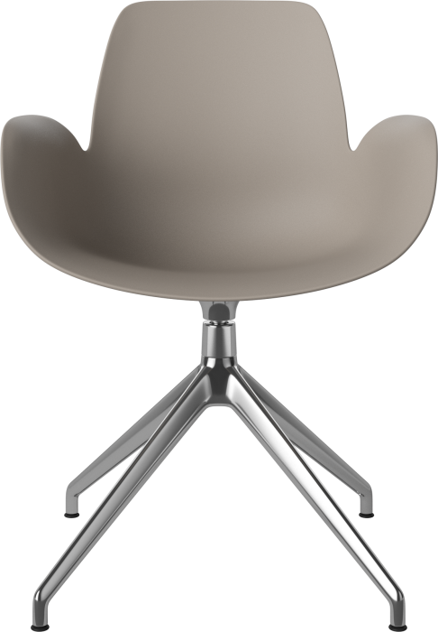 Seed Dining Armchair - Poly_4 Starbase with Gliders_Chrome plated steel_Mocca polypropylene 02-327-40_00002.png