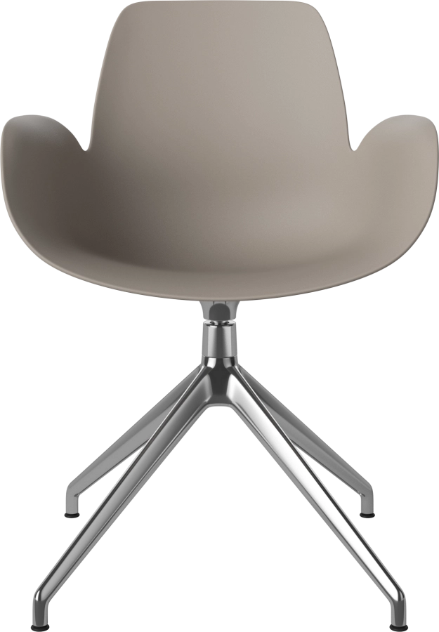 Seed Dining Armchair - Poly_4 Starbase with Gliders_Chrome plated steel_Mocca polypropylene 02-327-40_00002.png