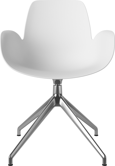 Seed Dining Armchair - Poly_4 Starbase with Gliders_Chrome plated steel_White polypropylene 02-327-40_00003.png
