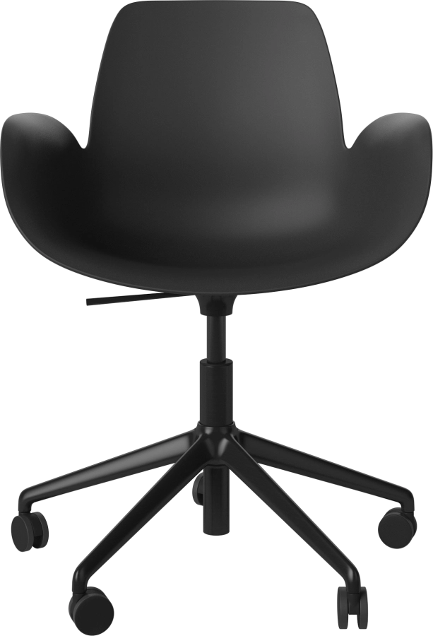 Seed Dining Armchair - Poly_5 Starbase with Wheels_Black lacquered steel_Black polypropylene 02-327-45_00005.png
