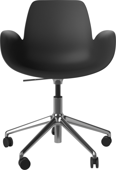Seed Dining Armchair - Poly_5 Starbase with Wheels_Chrome plated steel_Black polypropylene 02-327-45_00001.png