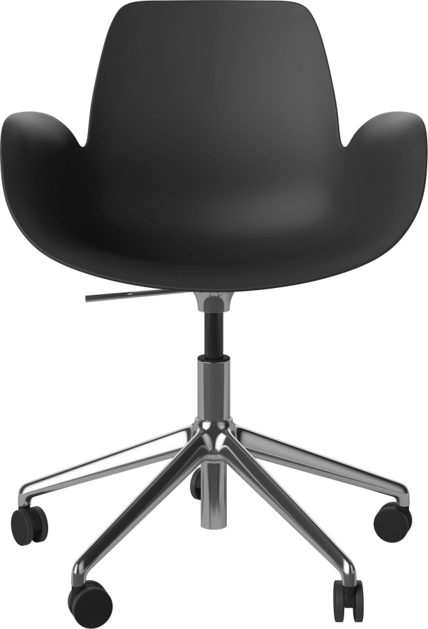 Seed Dining Armchair - Poly_5 Starbase with Wheels_Chrome plated steel_Black polypropylene 02-327-45_00001.png