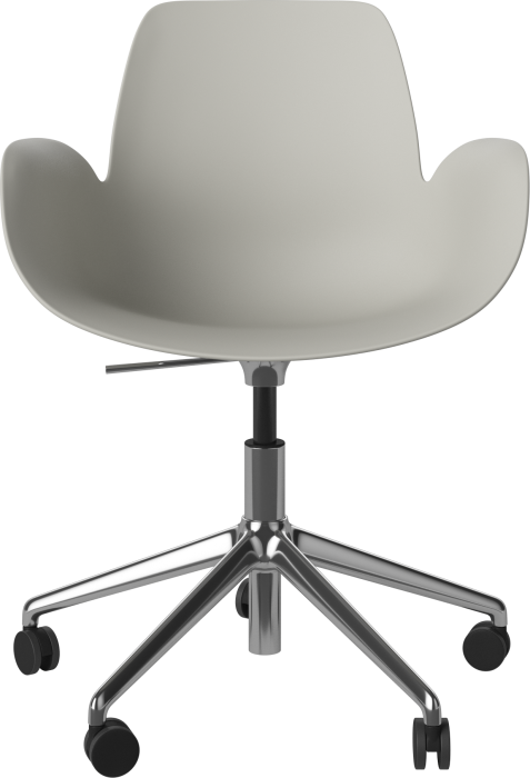 Seed Dining Armchair - Poly_5 Starbase with Wheels_Chrome plated steel_Grey polypropylene 02-327-45_00004.png