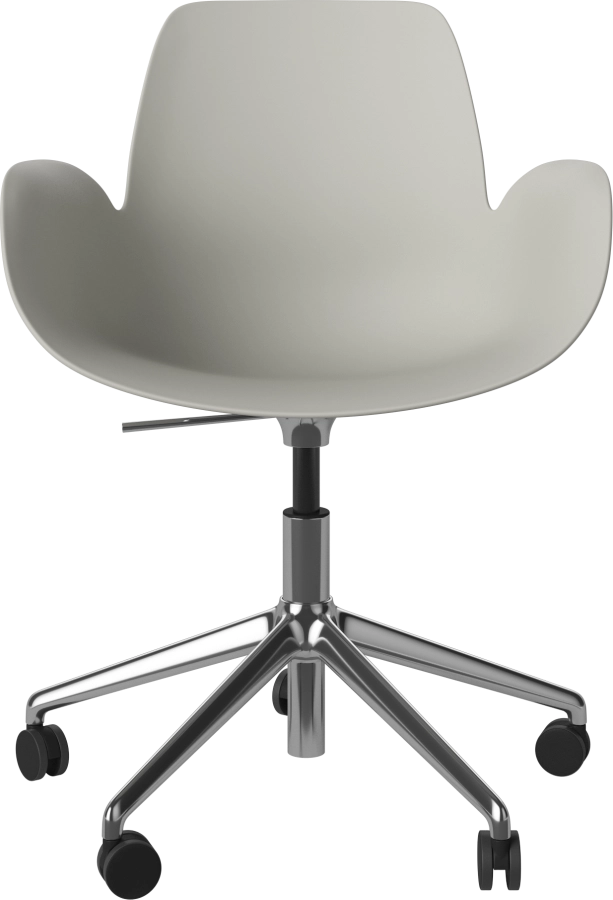 Seed Dining Armchair - Poly_5 Starbase with Wheels_Chrome plated steel_Grey polypropylene 02-327-45_00004.png
