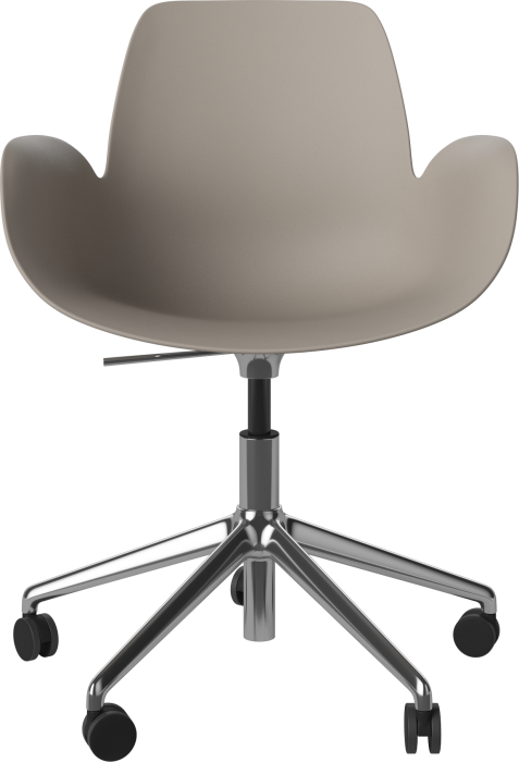 Seed Dining Armchair - Poly_5 Starbase with Wheels_Chrome plated steel_Mocca polypropylene 02-327-45_00002.png