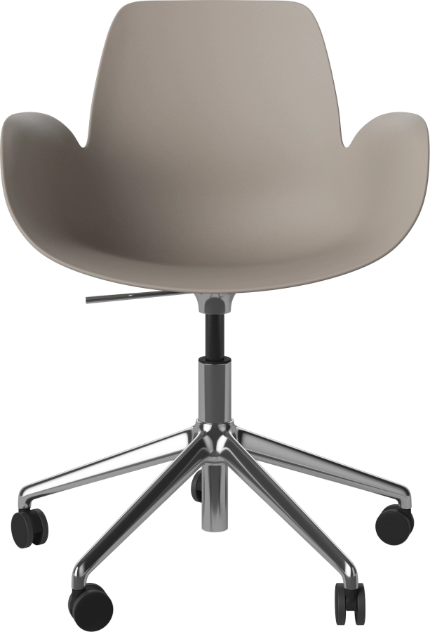 Seed Dining Armchair - Poly_5 Starbase with Wheels_Chrome plated steel_Mocca polypropylene 02-327-45_00002.png