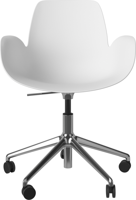 Seed Dining Armchair - Poly_5 Starbase with Wheels_Chrome plated steel_White polypropylene 02-327-45_00003.png