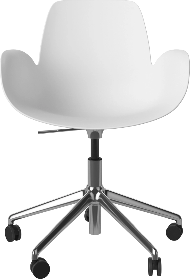 Seed Dining Armchair - Poly_5 Starbase with Wheels_Chrome plated steel_White polypropylene 02-327-45_00003.png
