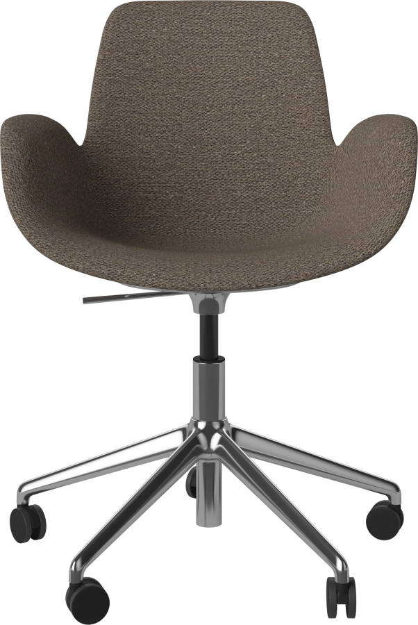 Seed Dining Armchair-Upholstery_5 Starbase with wheels_Memory Dark beige_Chrome plated steel 02-327-60_00210.png