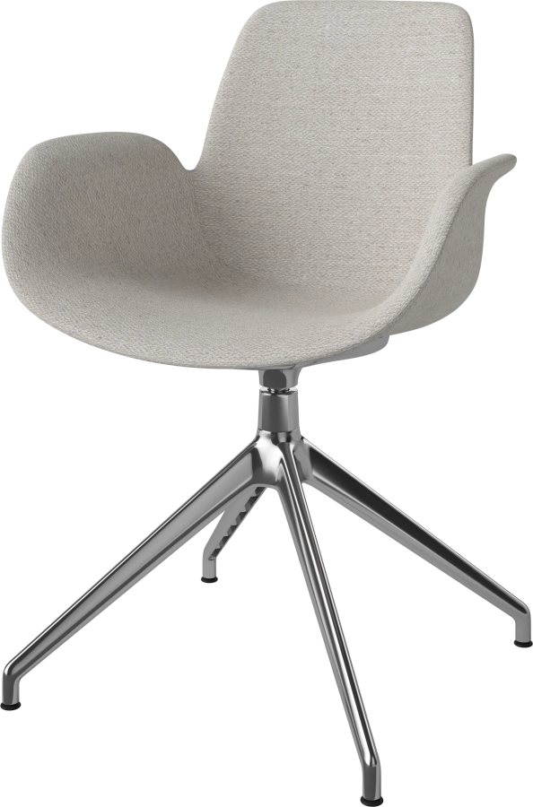 Seed Dining Armchair-Upholstery_4 Starbase with gliders_Memory Grey white_Chrome plated steel 02-327-55_00185_angle.png