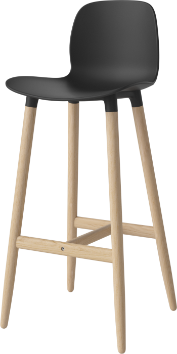 Seed High Chair H76 - Poly_Wood Legs_White pigmented oiled oak_Black polypropylene 02-327-86_00006_angle.png