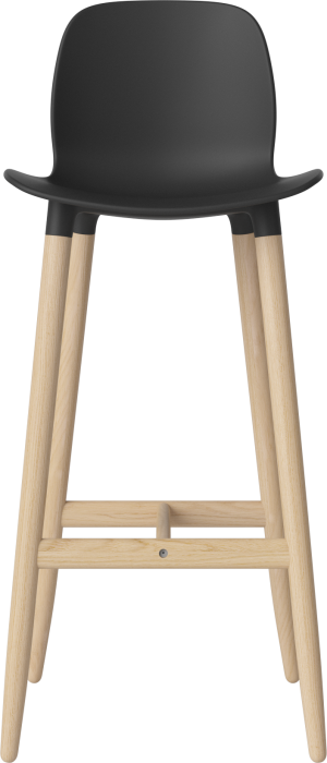Seed High Chair H76 - Poly_Wood Legs_White pigmented oiled oak_Black polypropylene 02-327-86_00006.png