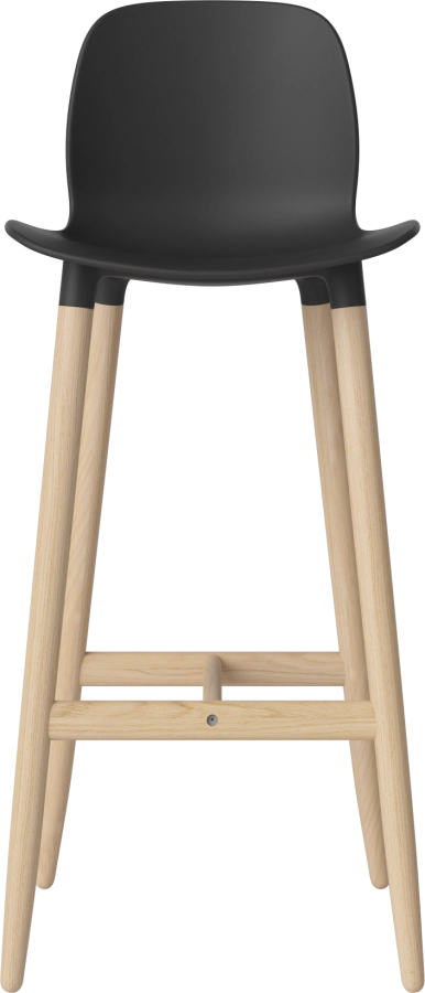 Seed High Chair H76 - Poly_Wood Legs_White pigmented oiled oak_Black polypropylene 02-327-86_00006.png