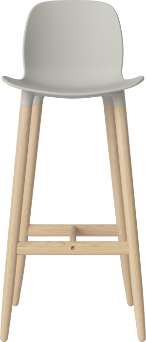 Seed High Chair H76 - Poly_Wood Legs_White pigmented oiled oak_Grey polypropylene 02-327-86_00008.png