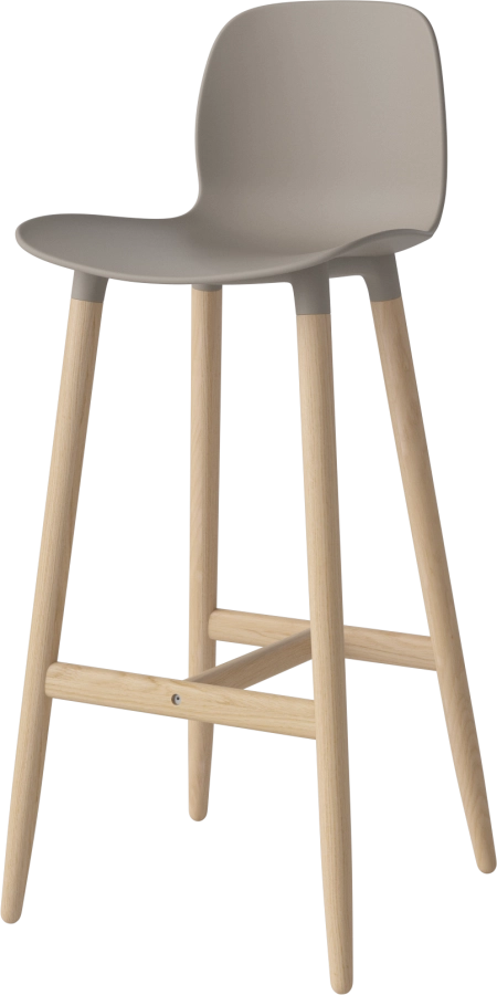 Seed High Chair H76 - Poly_Wood Legs_White pigmented oiled oak_Mocca polypropylene 02-327-86_00005_angle.png