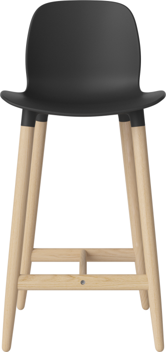 Seed High Chair H66 - Poly_Wood Legs_White pigmented oiled oak_Black polypropylene 02-327-85_00006.png