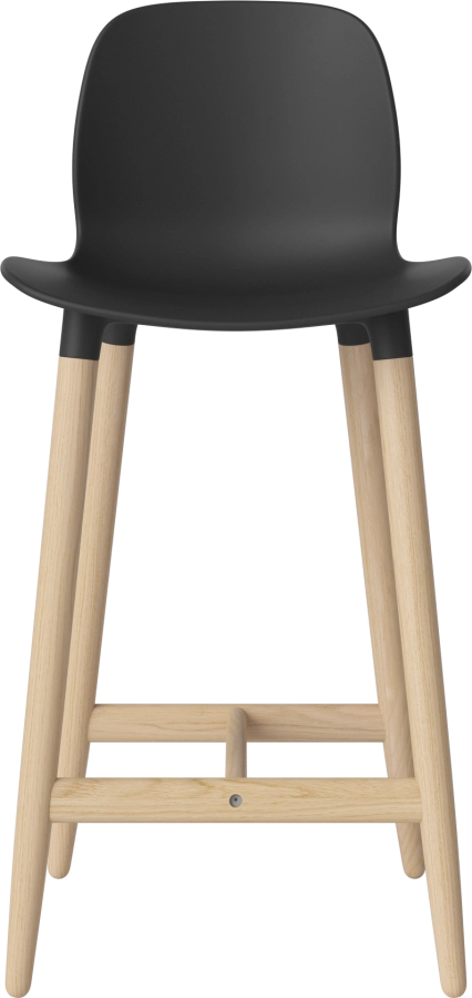 Seed High Chair H66 - Poly_Wood Legs_White pigmented oiled oak_Black polypropylene 02-327-85_00006.png