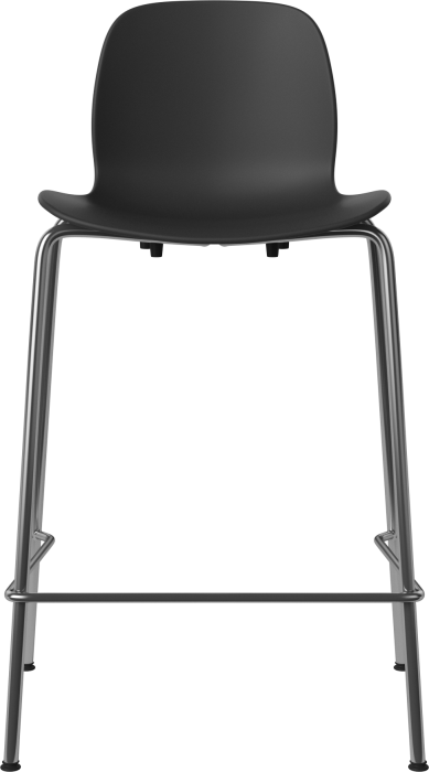 Seed High Chair H66 cm - Poly_Metal Legs_Chrome plated steel_Black polypropylene 02-327-80_00001.png