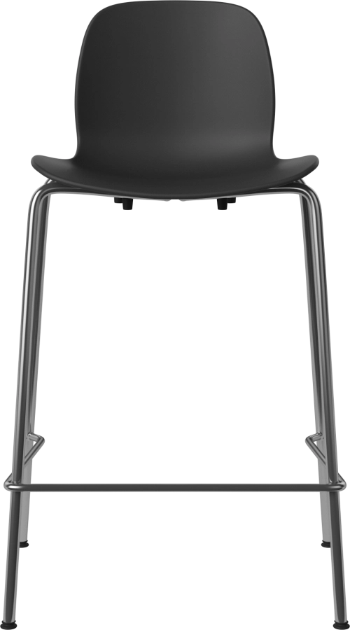 Seed High Chair H66 cm - Poly_Metal Legs_Chrome plated steel_Black polypropylene 02-327-80_00001.png