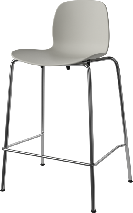Seed High Chair H66 cm - Poly_Metal Legs_Chrome plated steel_Grey polypropylene 02-327-80_00004_angle.png