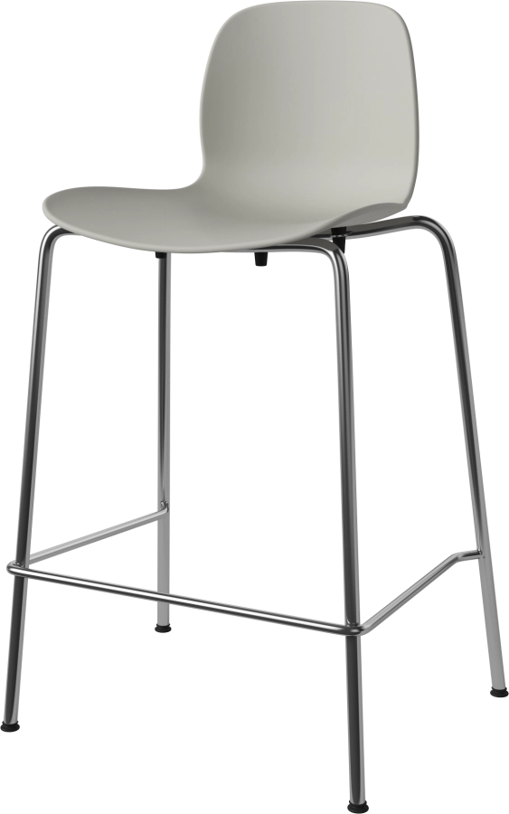Seed High Chair H66 cm - Poly_Metal Legs_Chrome plated steel_Grey polypropylene 02-327-80_00004_angle.png