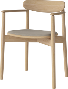 BOLIA krzesło tapicerowane z podłokietnikami MERGE dąb bielony