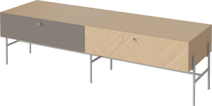BOLIA szafka pod tv/hi-fi LUXE dąb bielony / szary front lewy