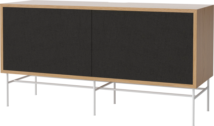 Case HiFi w. base - Medium 35 cm_White lacquered steel_Black fabric_Black fabric_Oiled oak Veneer_TSCA 04-007-87_13100842_angle.png