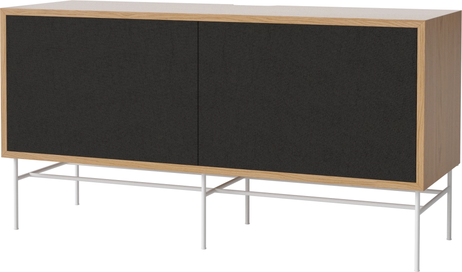 Case HiFi w. base - Medium 35 cm_White lacquered steel_Black fabric_Black fabric_Oiled oak Veneer_TSCA 04-007-87_13100842_angle.png