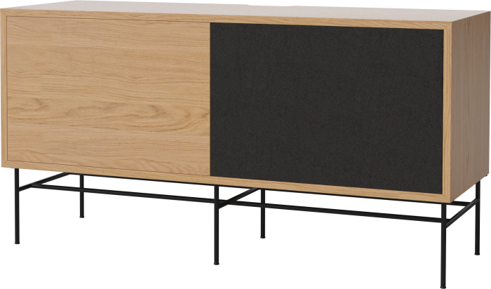 Case HiFi w. base - Medium 35 cm_Black lacquered steel_Oiled oak Veneer_Black fabric_Oiled oak Veneer_TSCA 04-007-87_13100897_angle.png