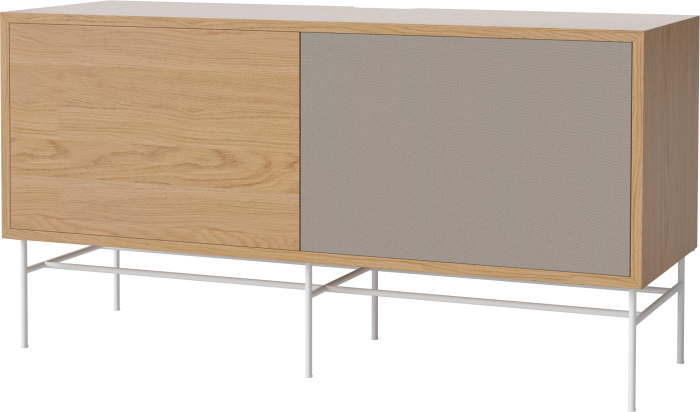 Case HiFi w. base - Medium 35 cm_White lacquered steel_Oiled oak Veneer_Grey Hifi fabric_Oiled oak Veneer_TSCA 04-007-87_13100947_angle.png