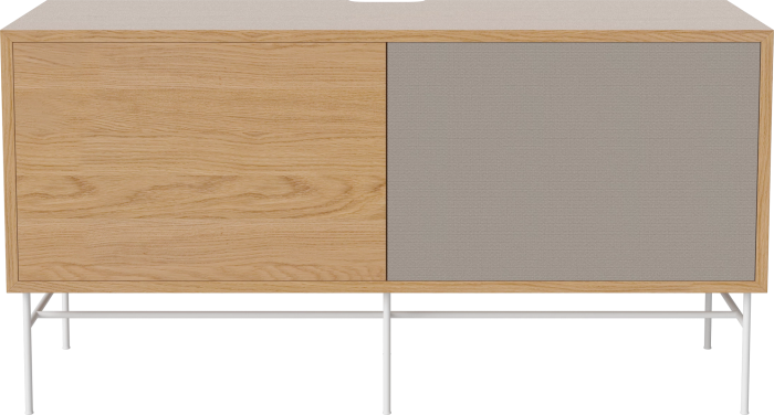 Case HiFi w. base - Medium 35 cm_White lacquered steel_Oiled oak Veneer_Grey Hifi fabric_Oiled oak Veneer_TSCA 04-007-87_13100947.png