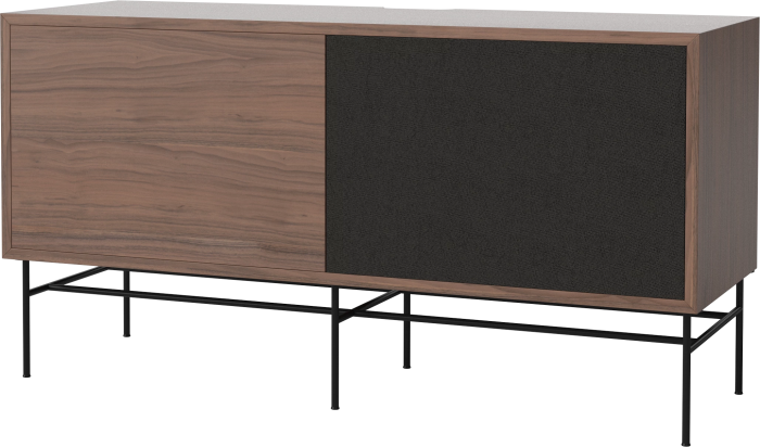 Case HiFi w. base - Medium 35 cm_Black lacquered steel_Oiled walnut Veneer_Black fabric_Oiled walnut Veneer_TSCA 04-007-87_13101108_angle.png