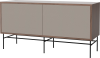 Case HiFi w. base - Medium 35 cm_Black lacquered steel_Grey Hifi fabric_Grey Hifi fabric_Oiled walnut Veneer_TSCA 04-007-87_13100863_angle.png