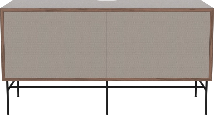 Case HiFi w. base - Medium 35 cm_Black lacquered steel_Grey Hifi fabric_Grey Hifi fabric_Oiled walnut Veneer_TSCA 04-007-87_13100863.png