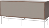 Case HiFi w. base - Medium 35 cm_White lacquered steel_Grey Hifi fabric_Grey Hifi fabric_Oiled walnut Veneer_TSCA 04-007-87_13100878_angle.png