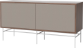 Case HiFi w. base - Medium 35 cm_White lacquered steel_Grey Hifi fabric_Grey Hifi fabric_Oiled walnut Veneer_TSCA 04-007-87_13100878_angle.png