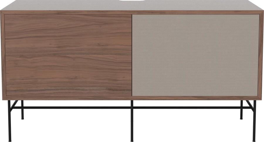 Case HiFi w. base - Medium 35 cm_Black lacquered steel_Oiled walnut Veneer_Grey Hifi fabric_Oiled walnut Veneer_TSCA 04-007-87_13101143.png