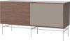 Case HiFi w. base - Medium 35 cm_White lacquered steel_Oiled walnut Veneer_Grey Hifi fabric_Oiled walnut Veneer_TSCA 04-007-87_13101158_angle.png
