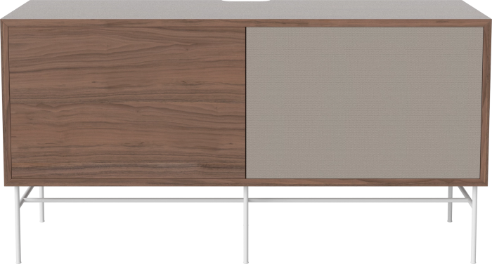 Case HiFi w. base - Medium 35 cm_White lacquered steel_Oiled walnut Veneer_Grey Hifi fabric_Oiled walnut Veneer_TSCA 04-007-87_13101158.png